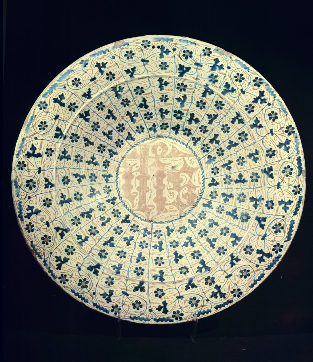 Gelber und blauer Teller, maurisch (Faience) von Islamic School