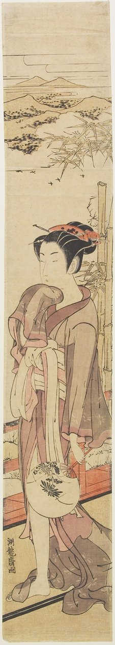 (Mädchen kühlt sich auf der Veranda), ca. 1772-1781 von Isoda Koryusai