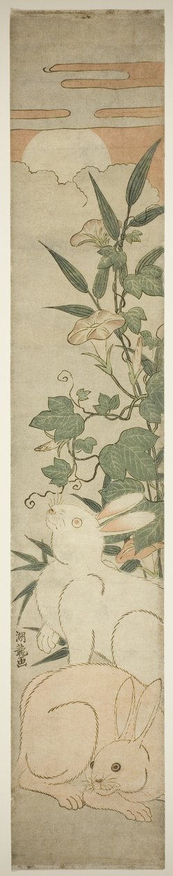 Morgenröte, Kaninchen und Mond von Isoda Koryusai