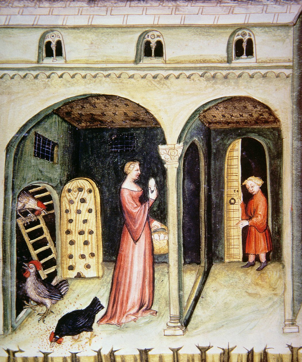 Hühnerzucht, Illustration aus Tacuinum Sanitatis Codex Vindobonensis von Italian School