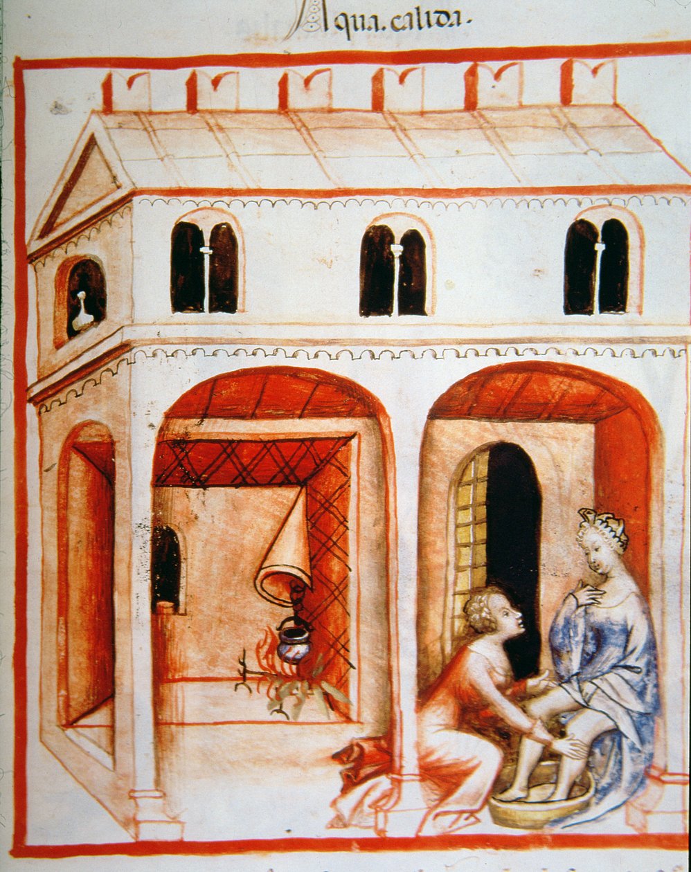 Heißes Wasser, Illustration aus Tacuinum Sanitatis Codex Vindobonensis von Italian School