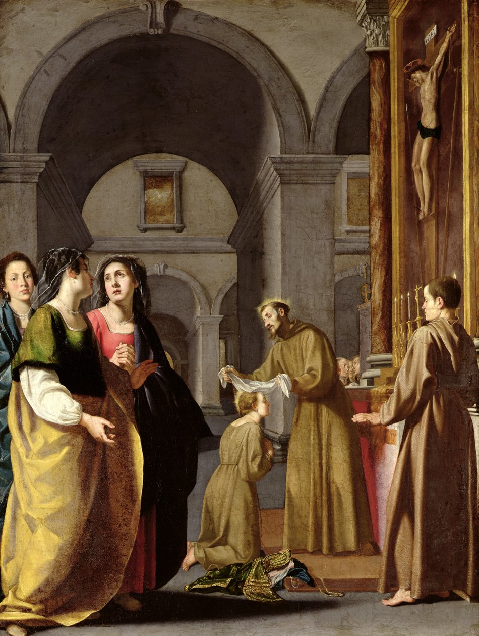 Die Hl. Klara empfängt den Schleier von Hl. Franziskus von Assisi von Italian School