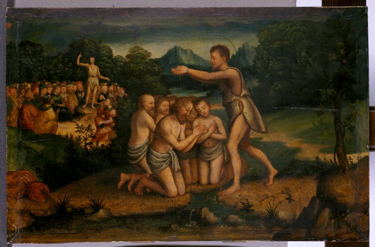 Johannes predigt und tauft von Italian School
