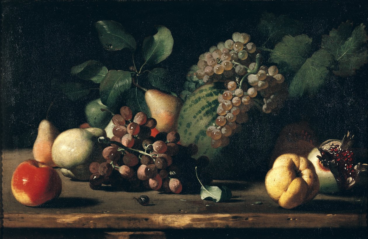 Stillleben mit Trauben und Granatapfel von Italian School