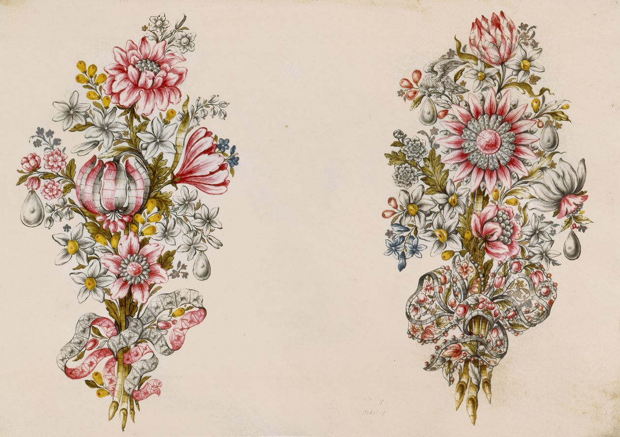 Entwurf für Blumensträuße von Italian School