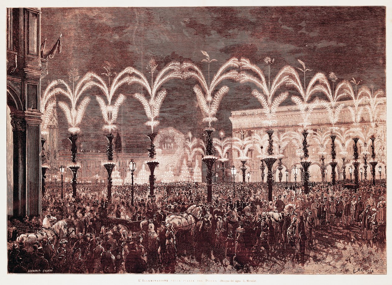Gasbeleuchtung auf dem Domplatz in Mailand von Italian School