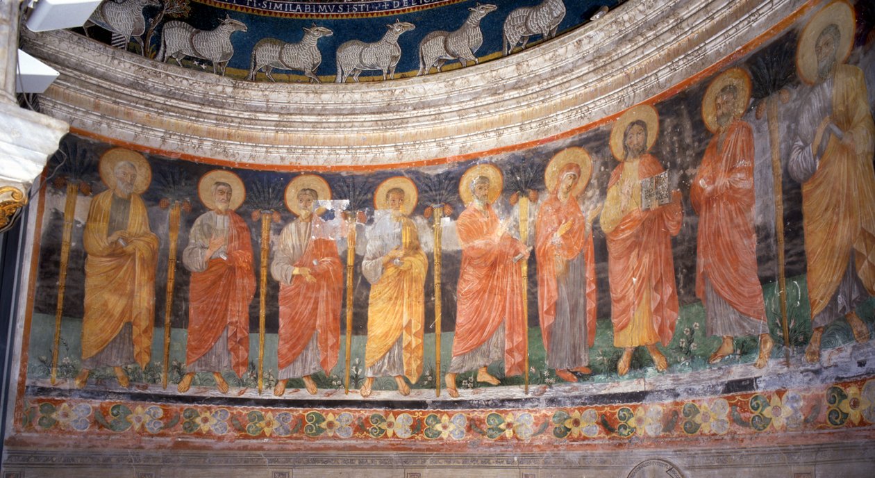 Jesus und Maria unter den zwölf Aposteln von Italian School