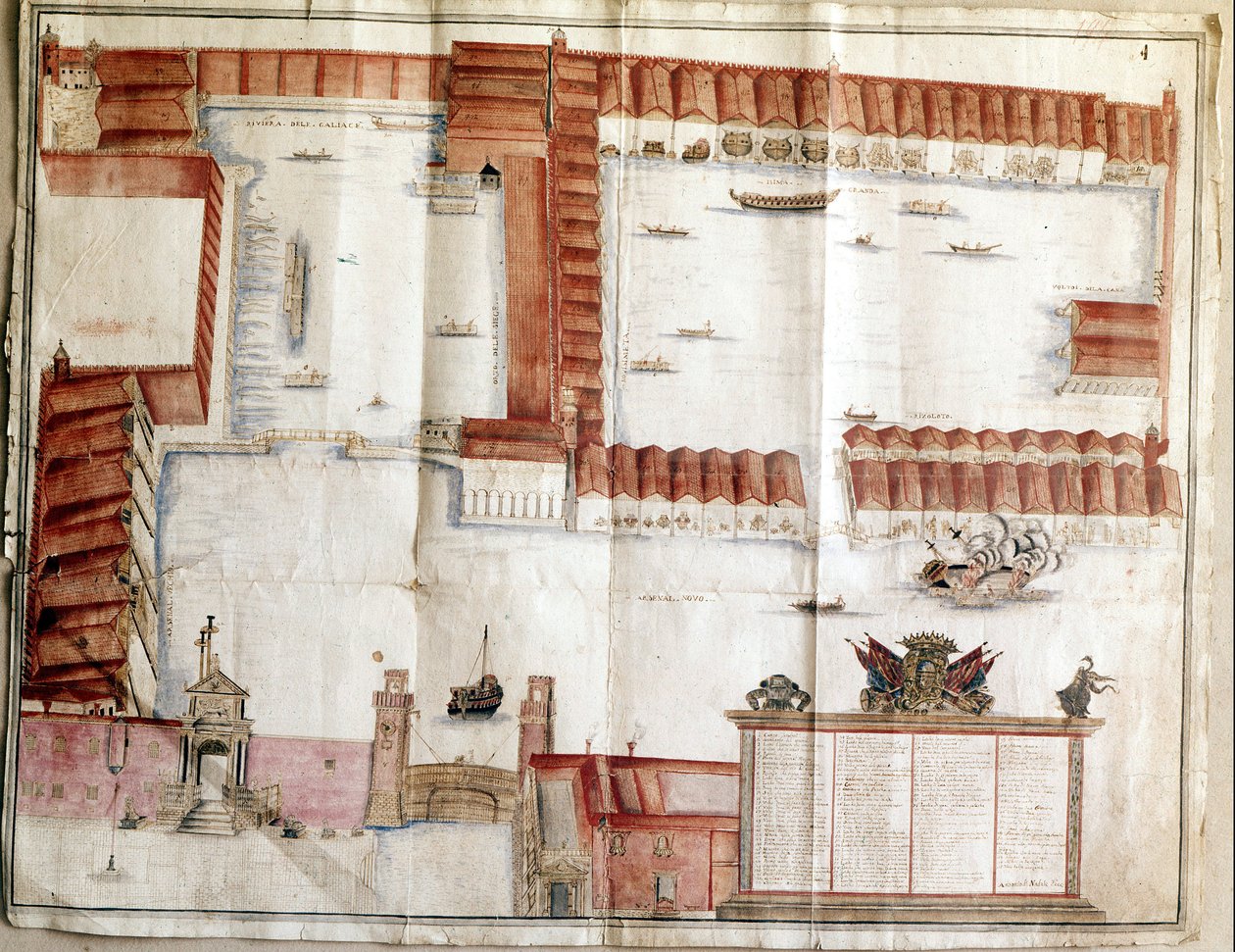 Karte des Arsenals von Venedig im Jahr 1580. von Italian School