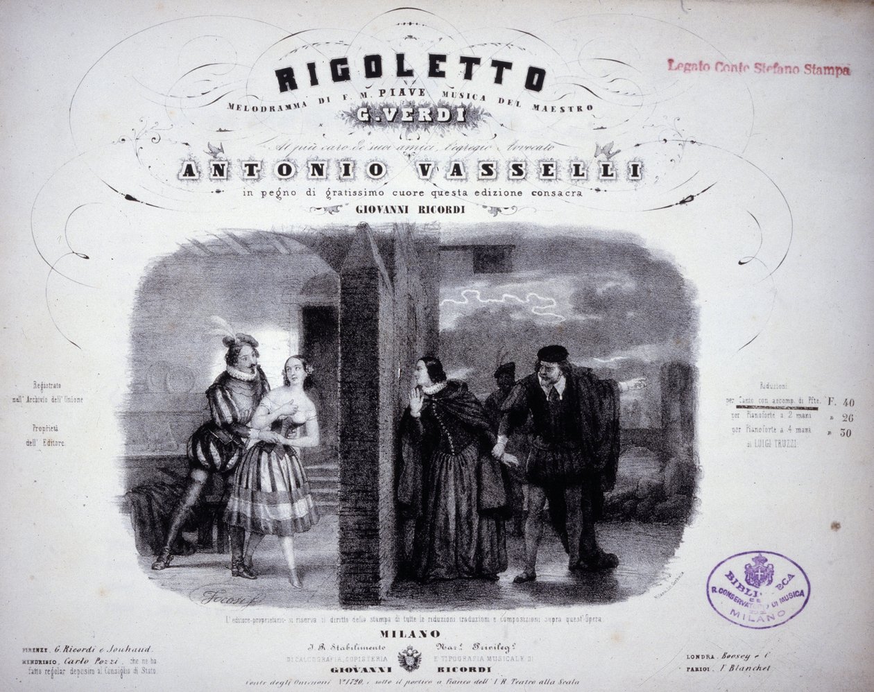 Notenblatt von „Rigoletto“ von Verdi. von Italian School