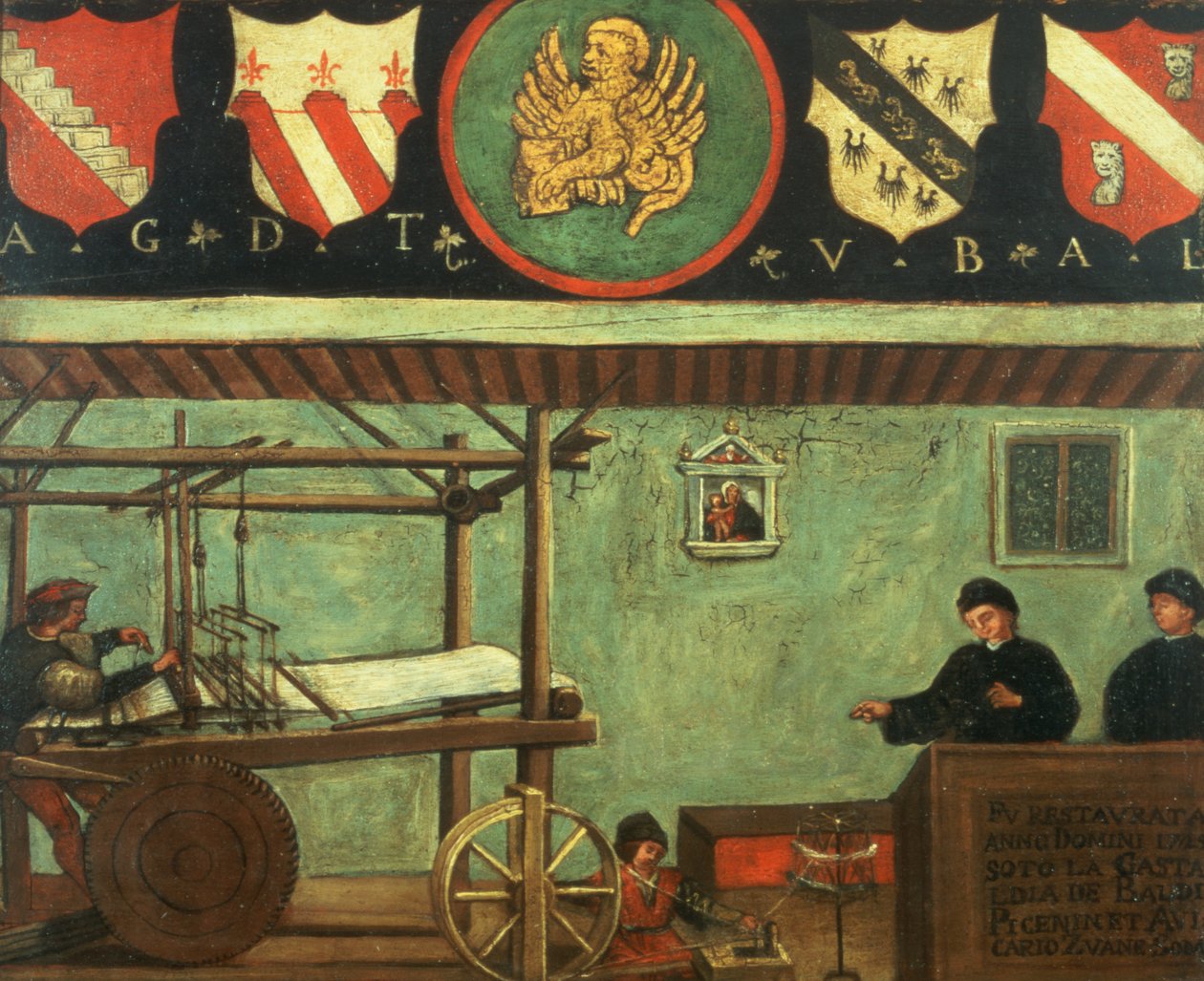 Zeichen der venezianischen Weber-Gilde von Italian School