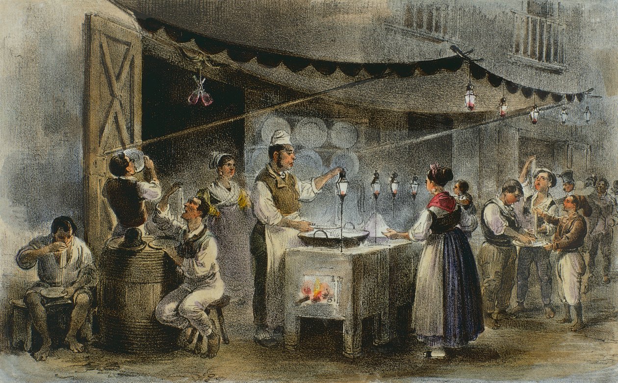 Spaghetti-Händler in Neapel, Italien von Italian School