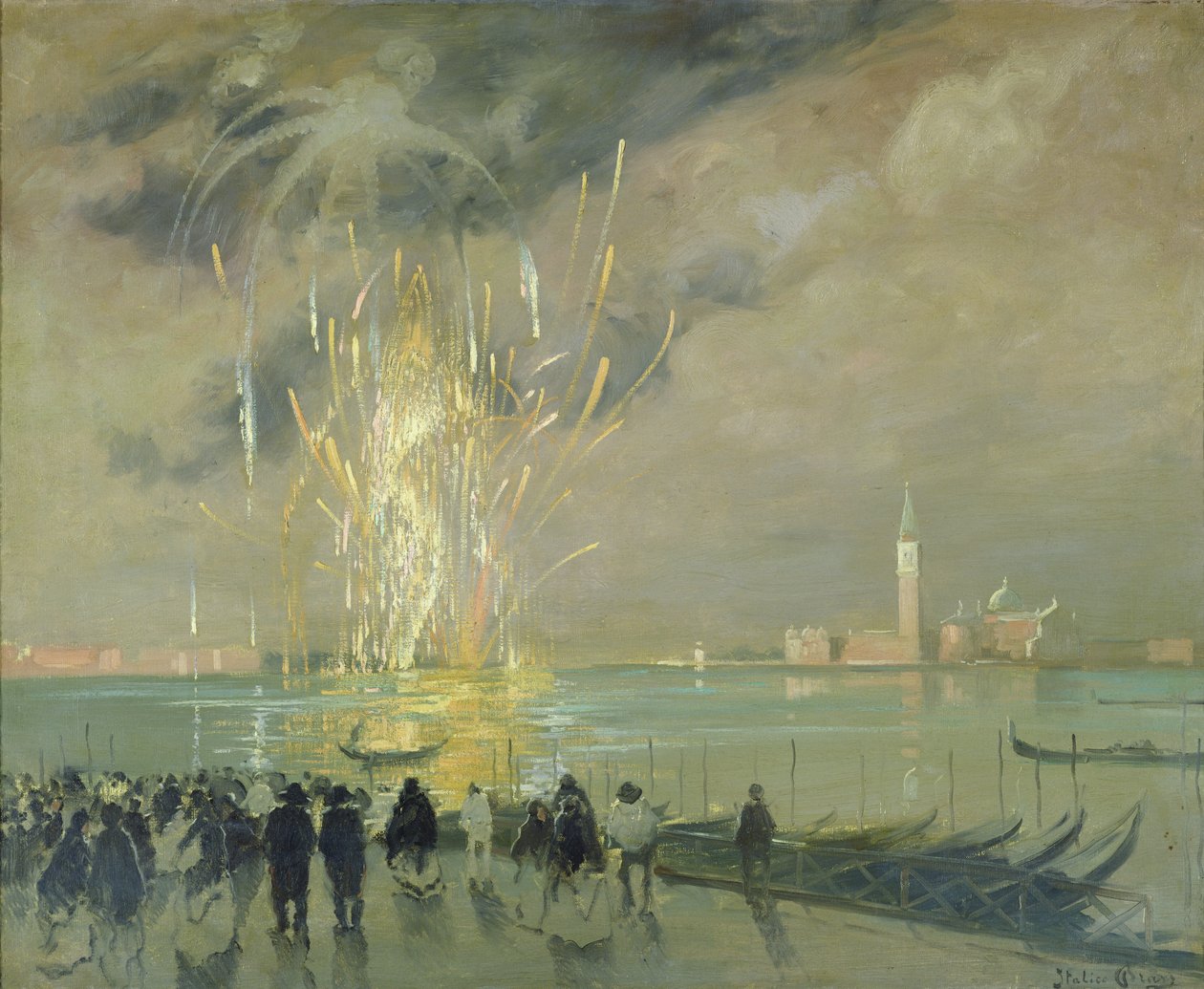 Feuerwerk über der Lagune, ca. 1914 von Italico Brass