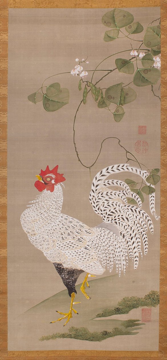 Hängerolle (weißer Hahn) von Ito Jakuchu