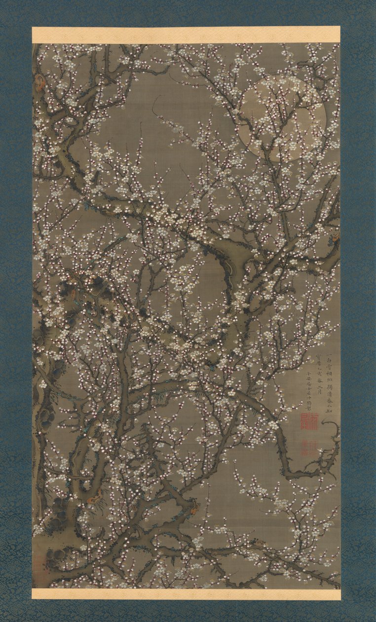 Weiße Pflaumenblüten und Mond von Ito Jakuchu