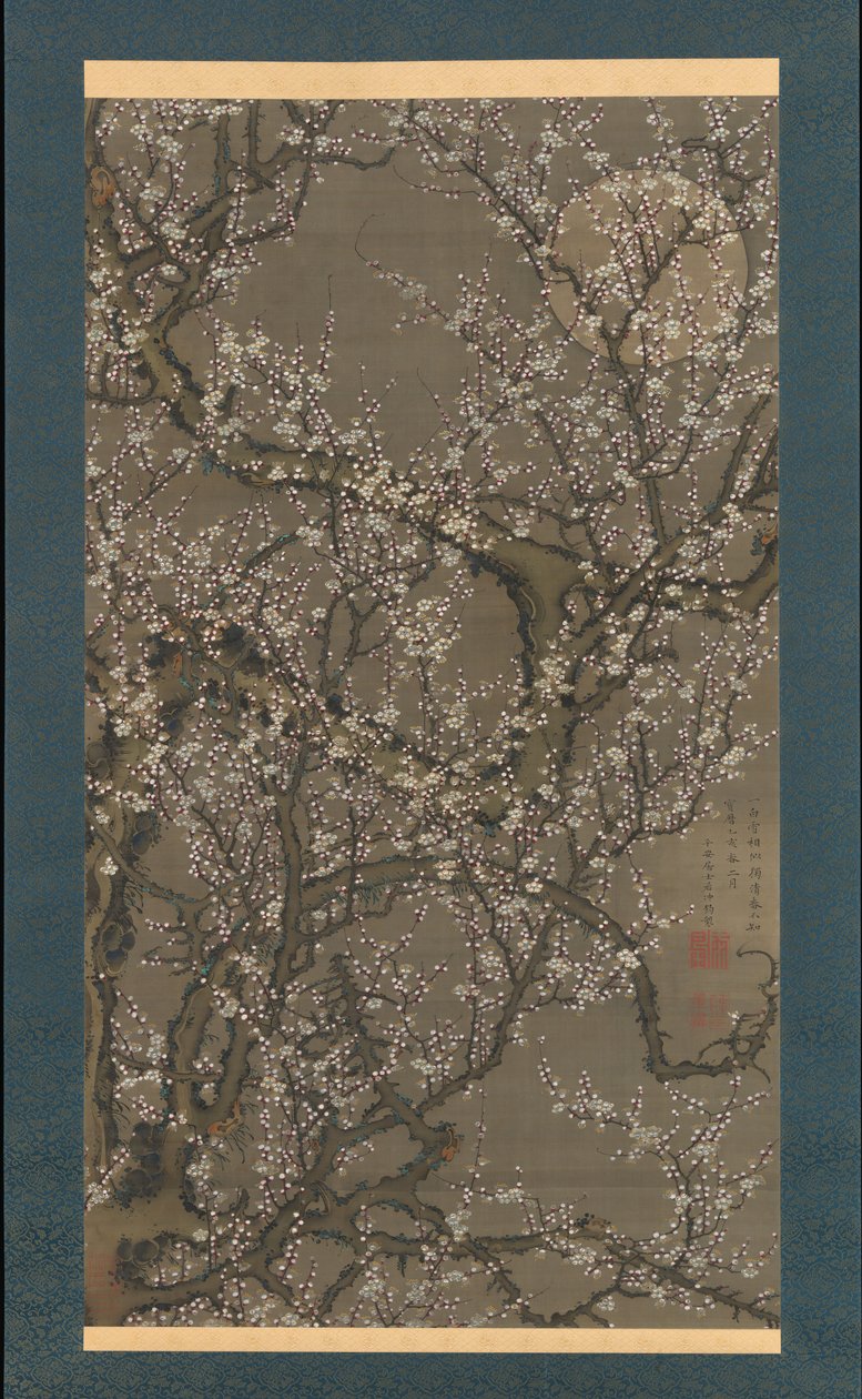 Weiße Pflaumenblüten und Mond von Ito Jakuchu
