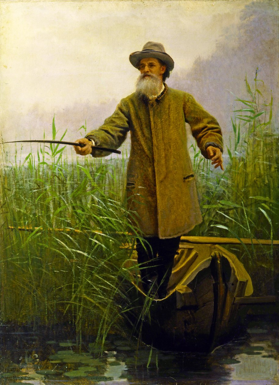 Porträt von Apollon Maikov (1821-97) beim Angeln, 1883 von Ivan Nikolaevich Kramskoy