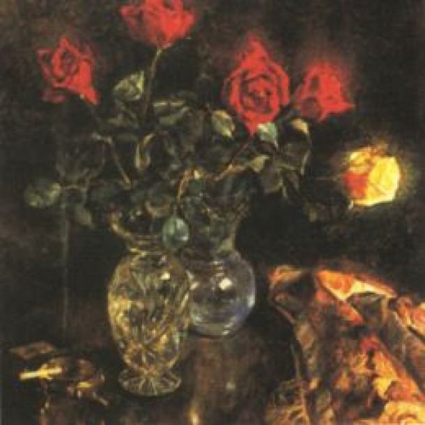Zwei Vasen mit Rosen von Ivan Vavpotic