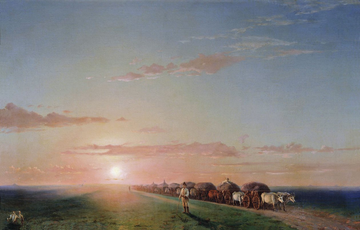 Ein Wagenzug in der Wüste von Ivan Aivazovsky