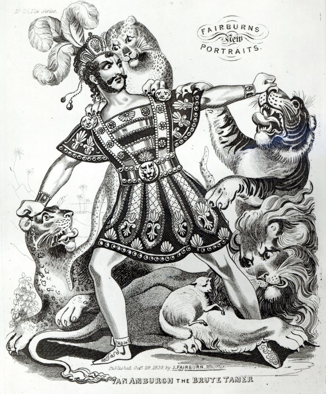 Van Amburgh der Tierbändiger, 1838 von J. Fairburn