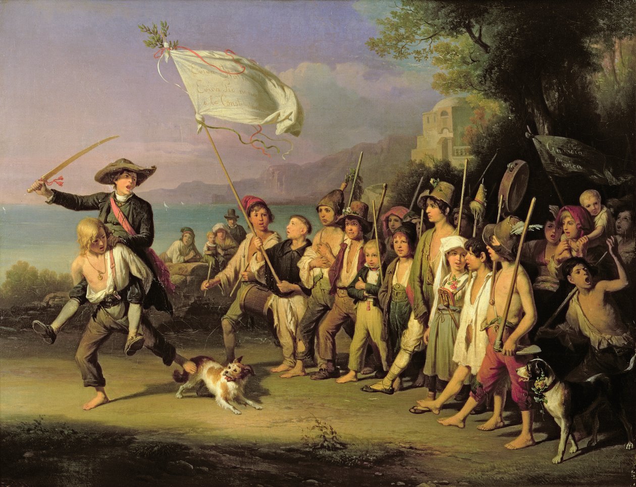 Soldaten spielen, Römische Revolution 1848 von J. Kirner