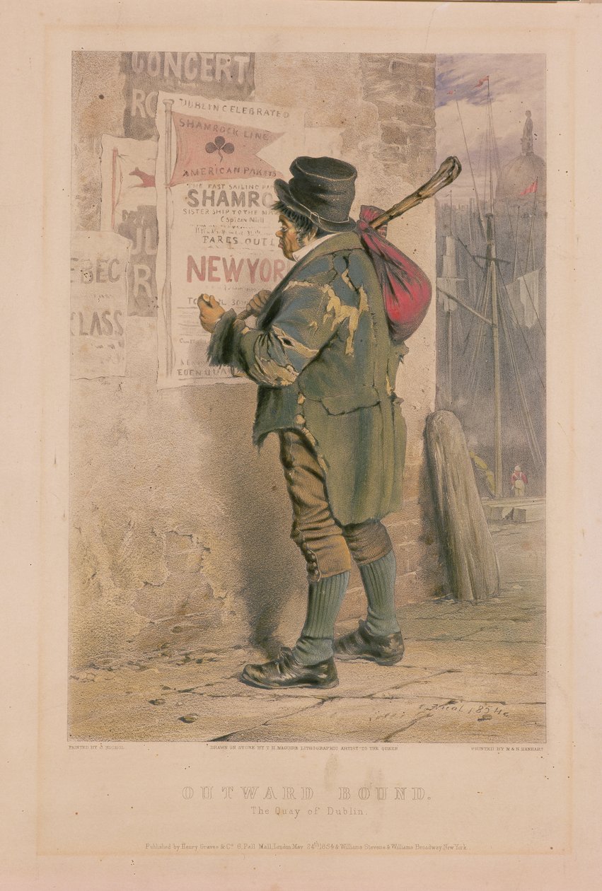 Outward Bound, Der Kai von Dublin, graviert von T.H. Maguire, 1854 von J Nicol