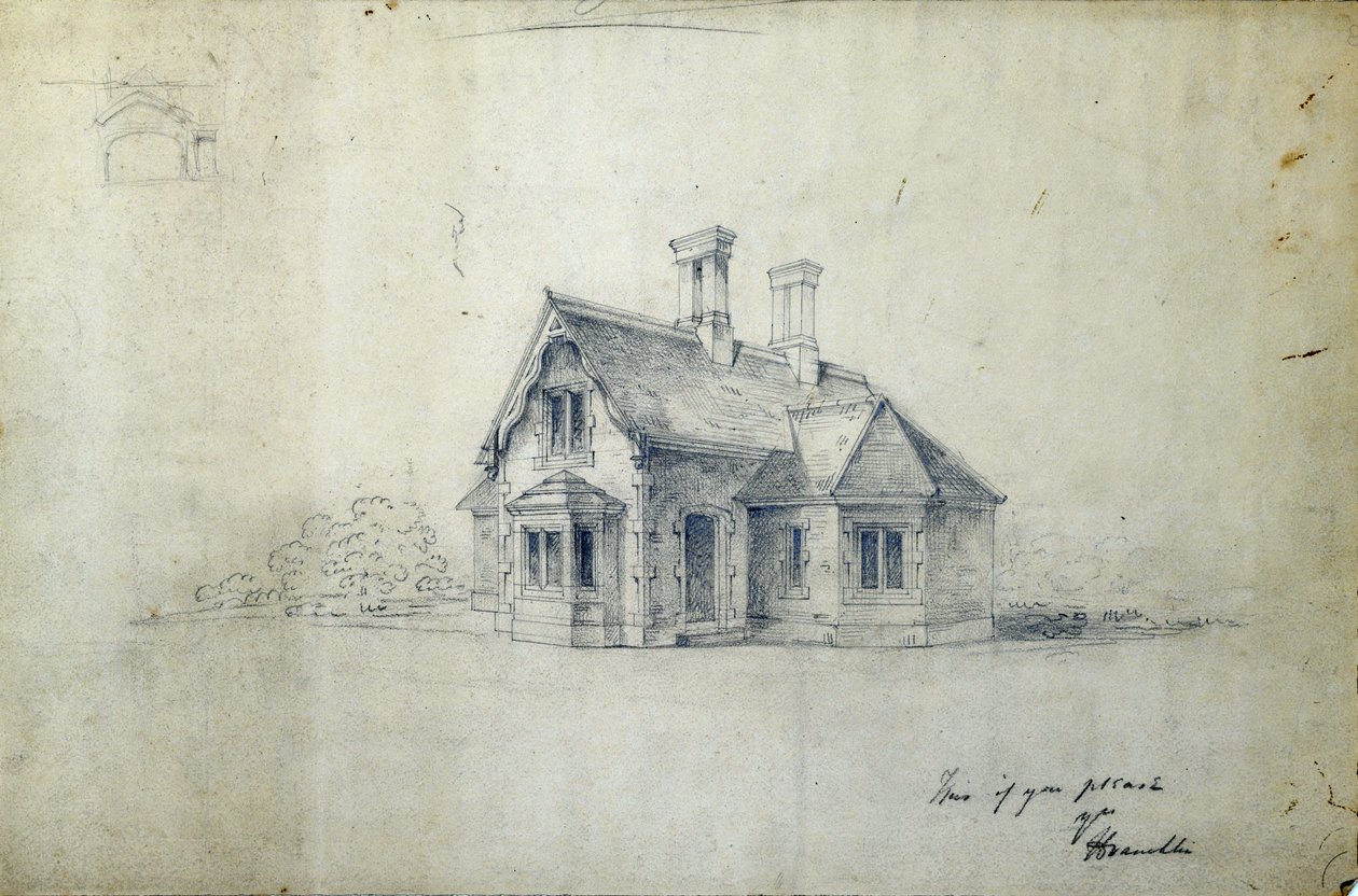 Bahnhofsgebäude, ca. 1850 von J.A. Davies