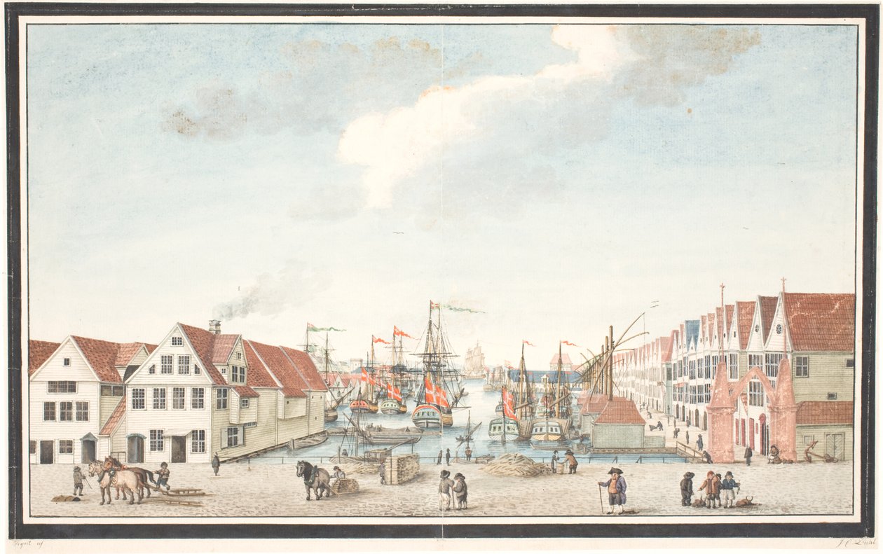 Brygge in Bergen von Johan Christian Dahl
