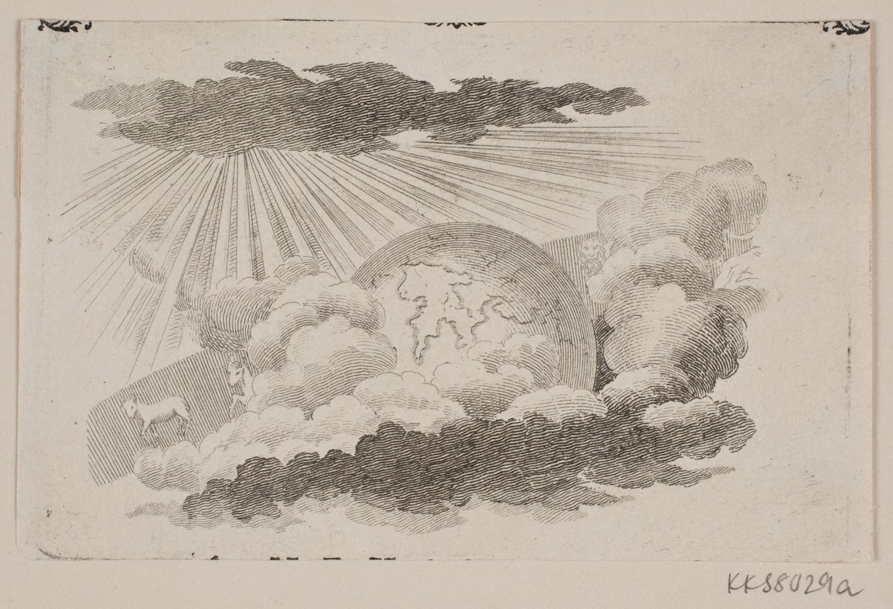 Die Erdkugel rollt zwischen den Wolken von J.F. Clemens