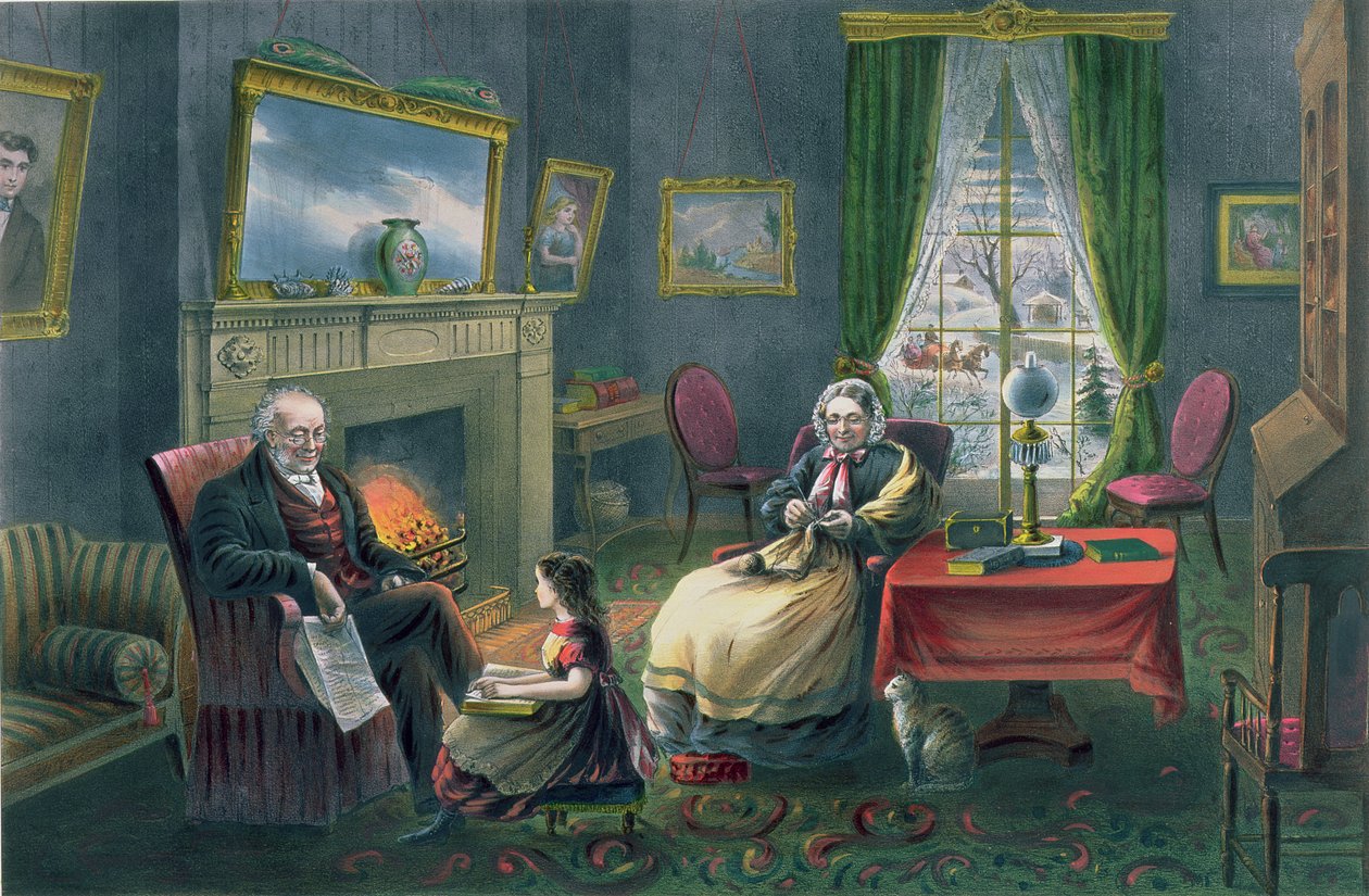 Die vier Jahreszeiten des Lebens: Alter, `Die Jahreszeit der Ruhe`, graviert von Parsons und Atwater, veröffentlicht von Currier und Ives, New York, 1868 von N. and Ives, J.M. Currier