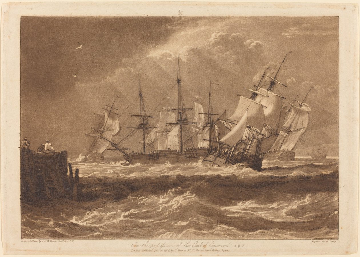 Schiffe in einer Brise, veröffentlicht 1808 von Joseph Mallord William Turner