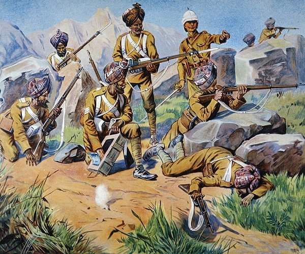 Indische Truppen in der Enge von J. A. Stewart