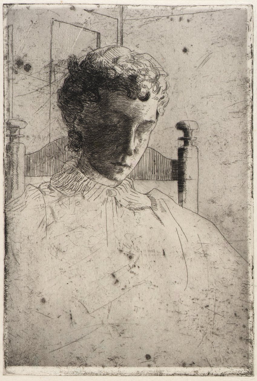 Frau, die nach unten schaut von J. Alden Weir