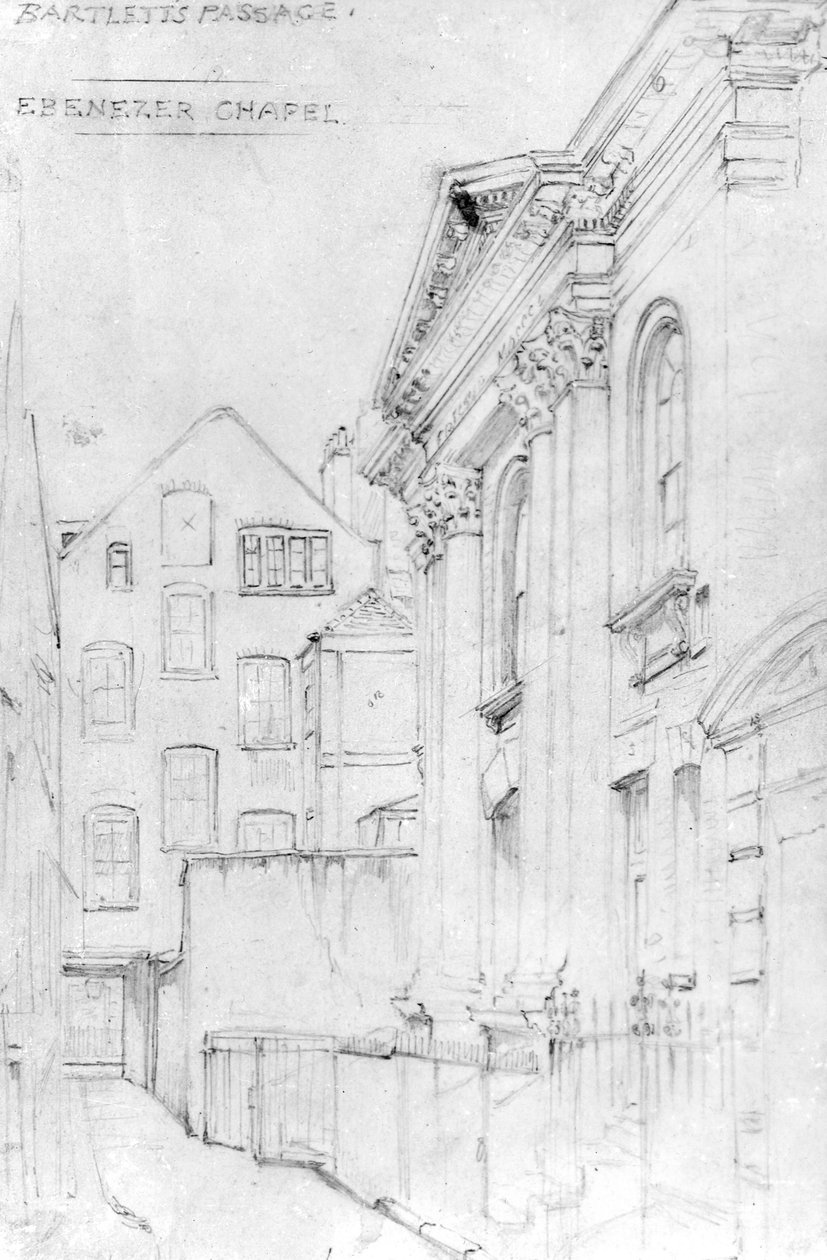 Ebenezer-Kapelle, Bartletts Passage, ca. 1890 (Zeichnung) von J. Appleton