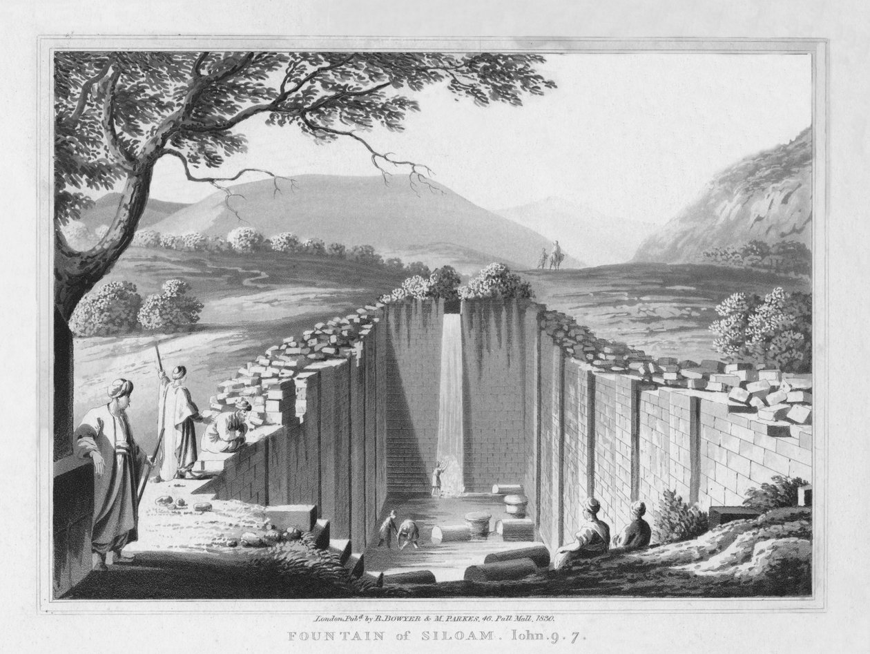 Brunnen von Siloah. Johannes 9:7, 1830 von J. Clarke