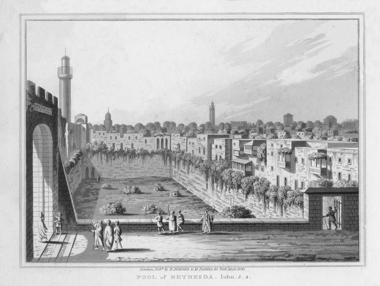 Teich von Bethesda. Johannes. 5. 2., 1830 von J. Clarke