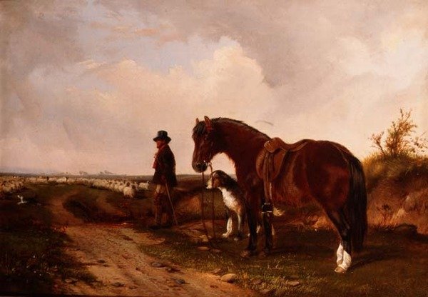 Ein Schäfer mit Pony und Wolfshund von J. Duvall