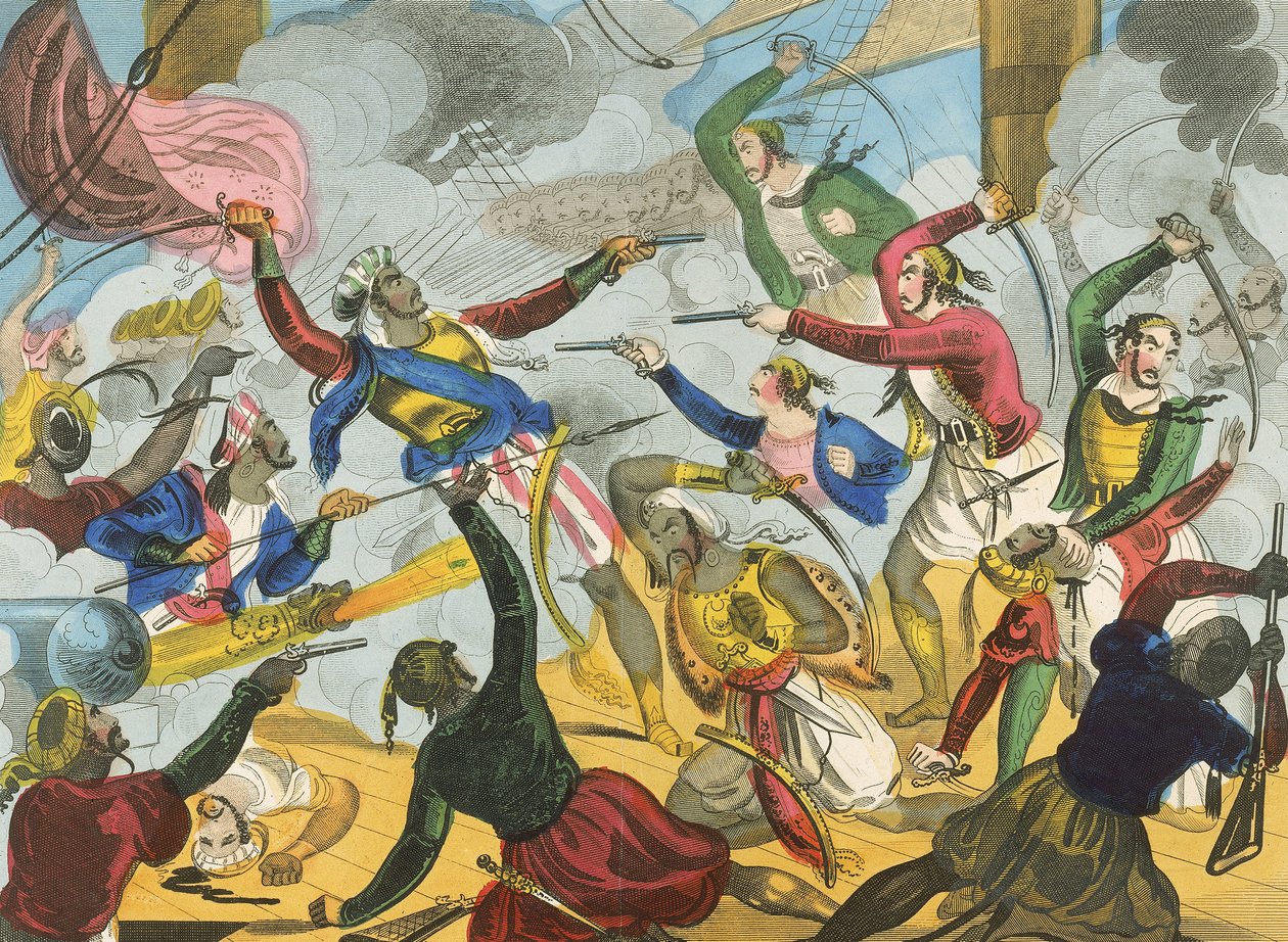 Türken greifen griechische Korsaren an von J. Fairburn
