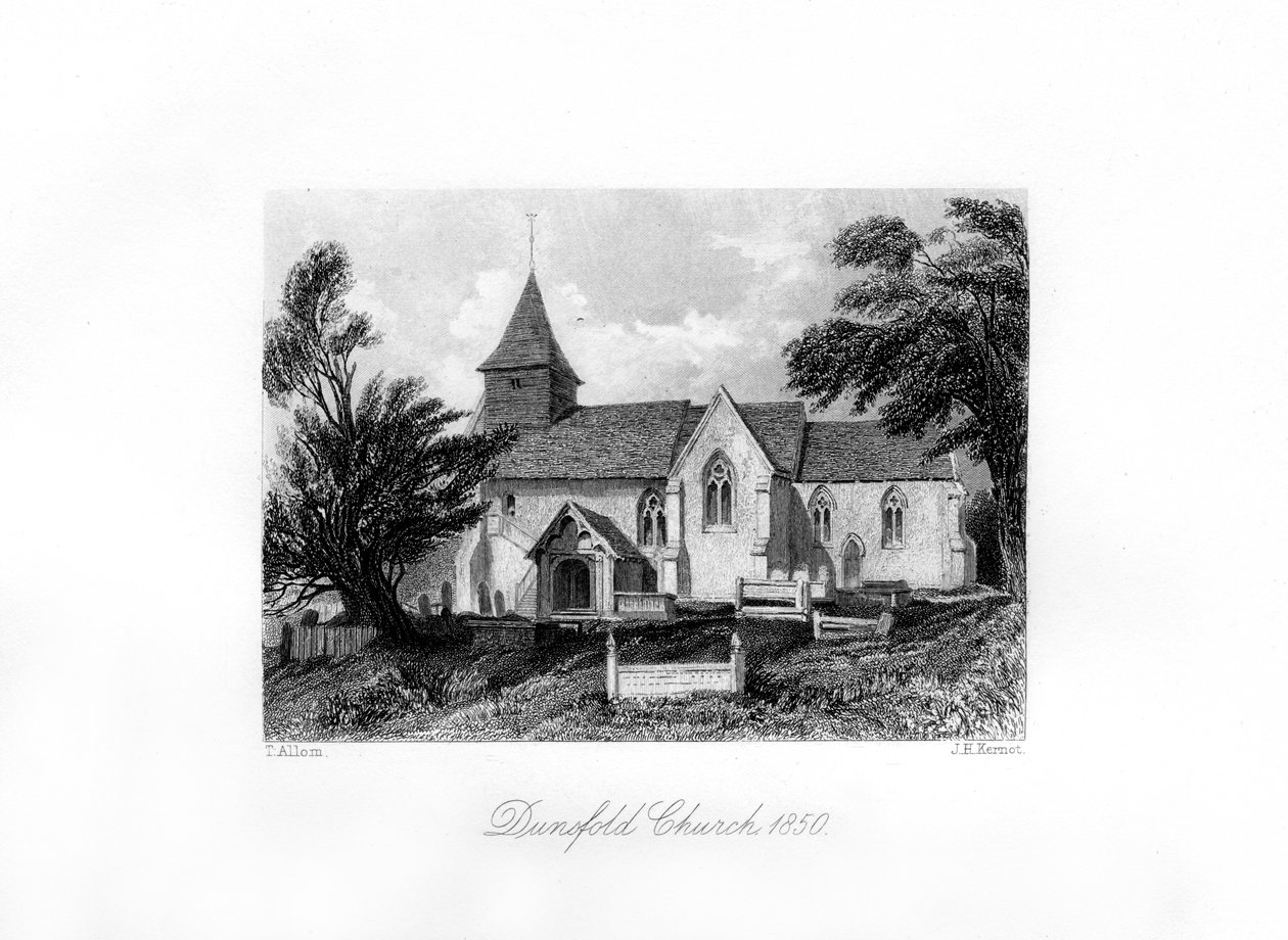 Dunsfold Kirche, Surrey, 1850 von J. H. Kernot