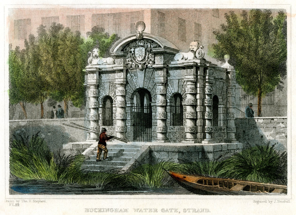 Buckingham Water Gate, Strand, Westminster, London, 1830 von J Henshall