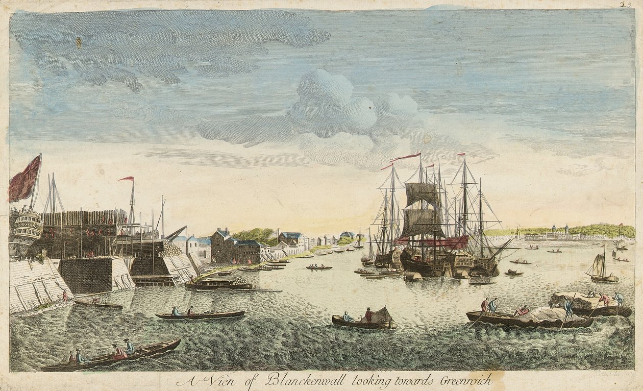 Blick auf Blackwall in Richtung Greenwich von J. Heudelot