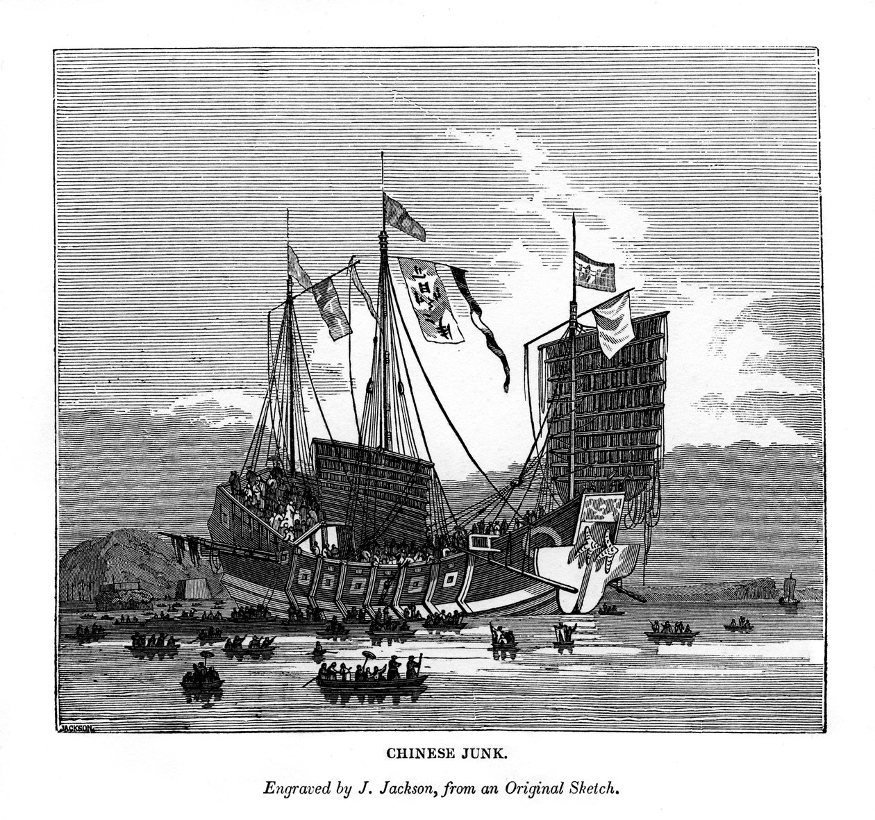 Chinesische Dschunke, 1843 von J. Jackson
