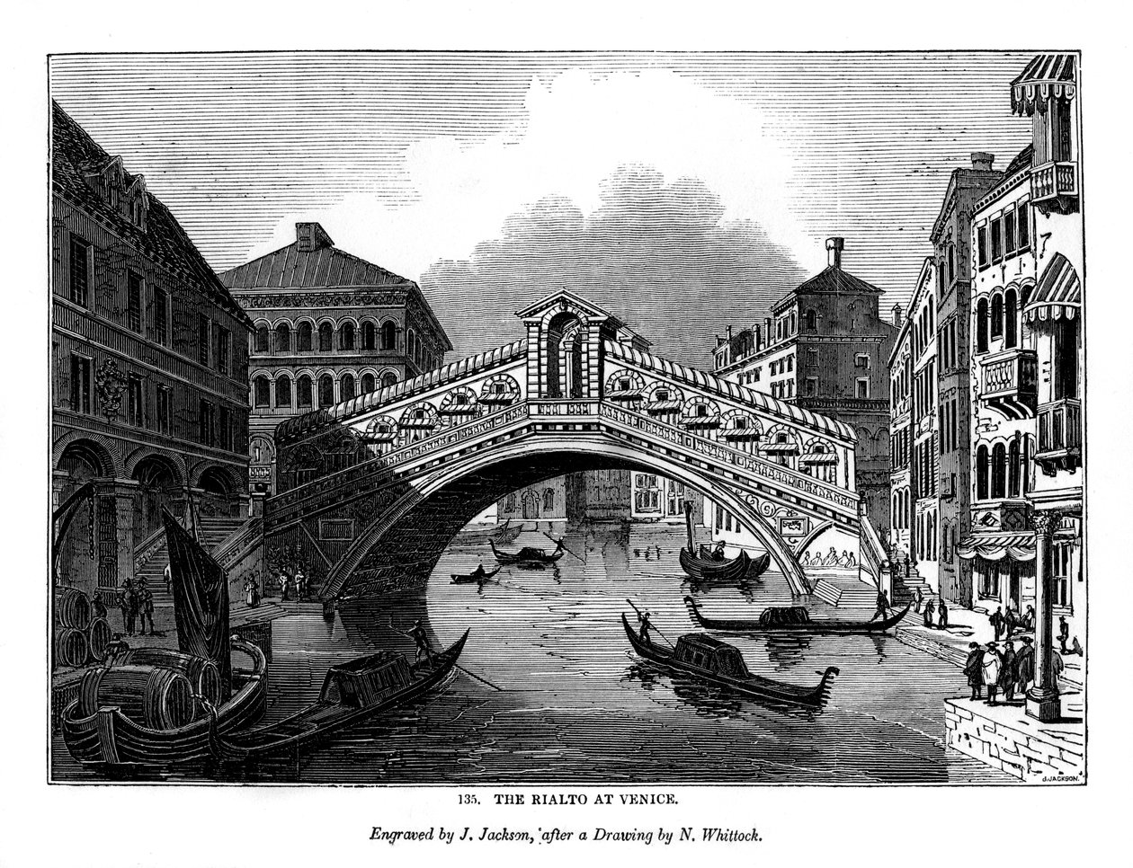 Die Rialto-Brücke in Venedig, 1843 von J. Jackson
