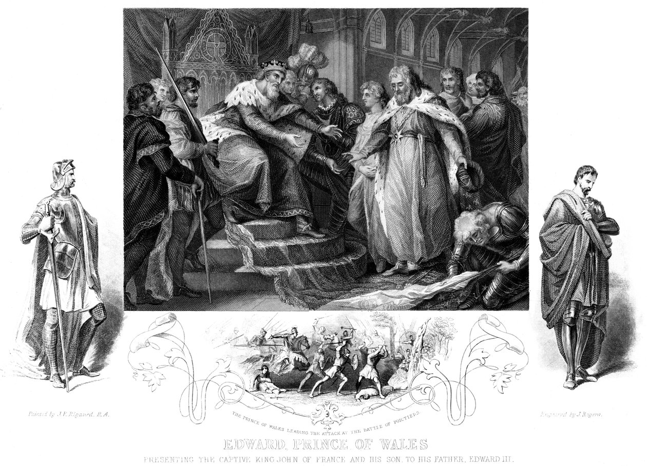 Edward, Prinz von Wales 1330-1376, 19. Jahrhundert von J. Rogers