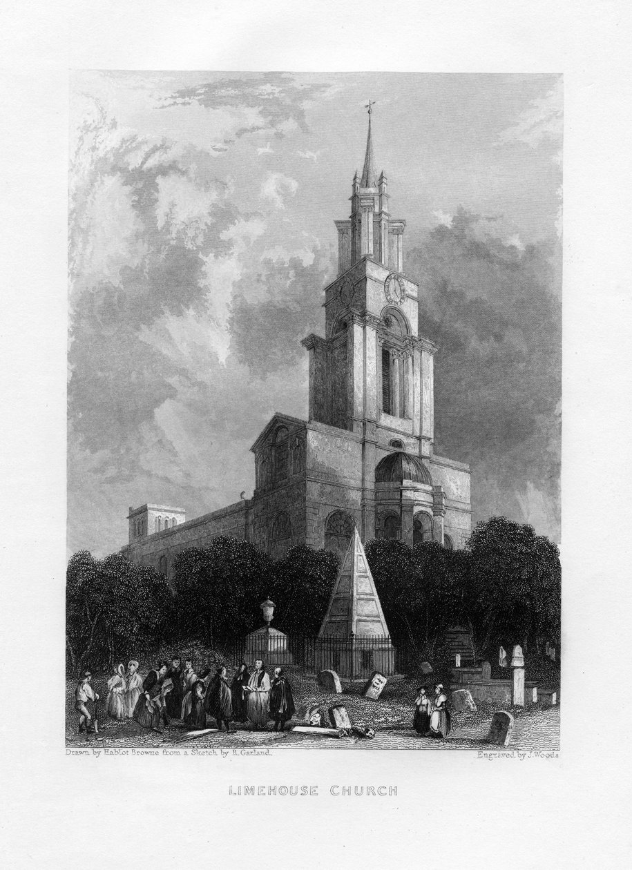 Limehouse Kirche, London, 19. Jahrhundert von J. Woods
