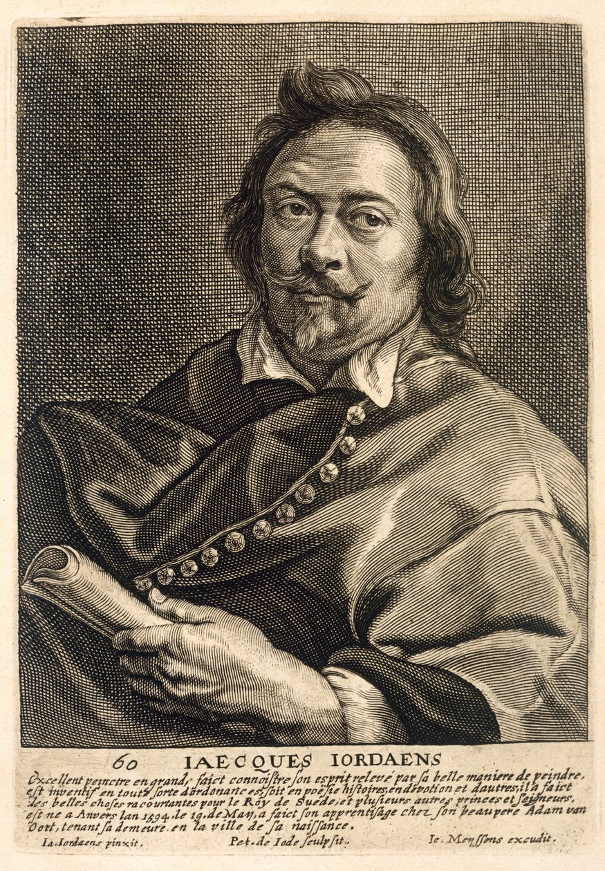 Selbstporträt (graviert von Johannes Meyssens) von Jacob Jordaens