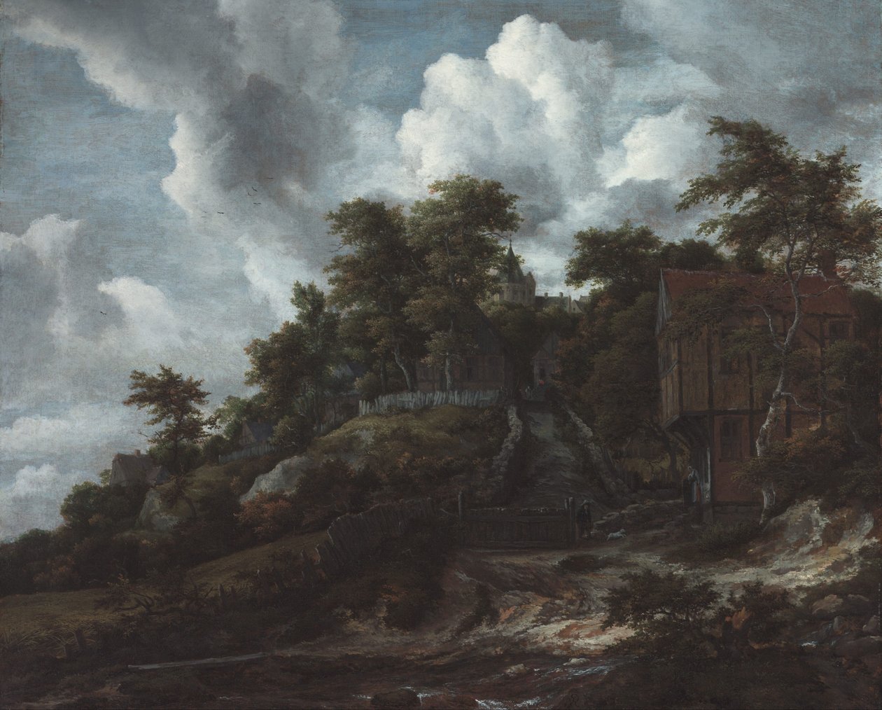 Bewaldeter Hügel mit Blick auf Schloss Bentheim von Jacob van Ruisdael