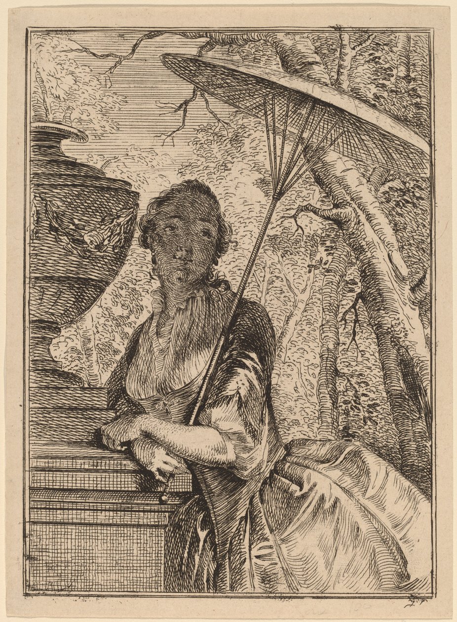 Junge Frau mit Sonnenschirm von Jacob Buys