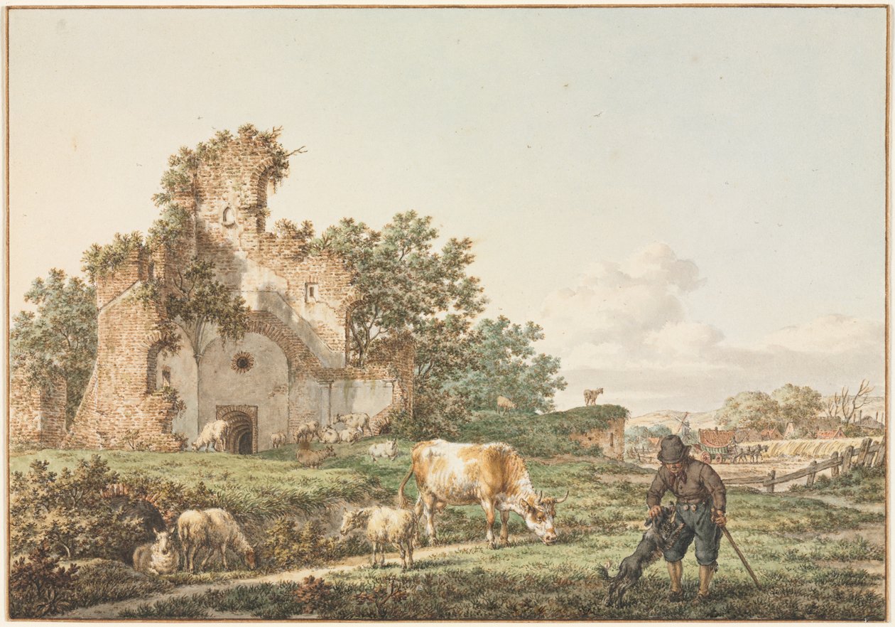 Pastorale Landschaft mit einer Ruine, 1799 von Jacob Cats