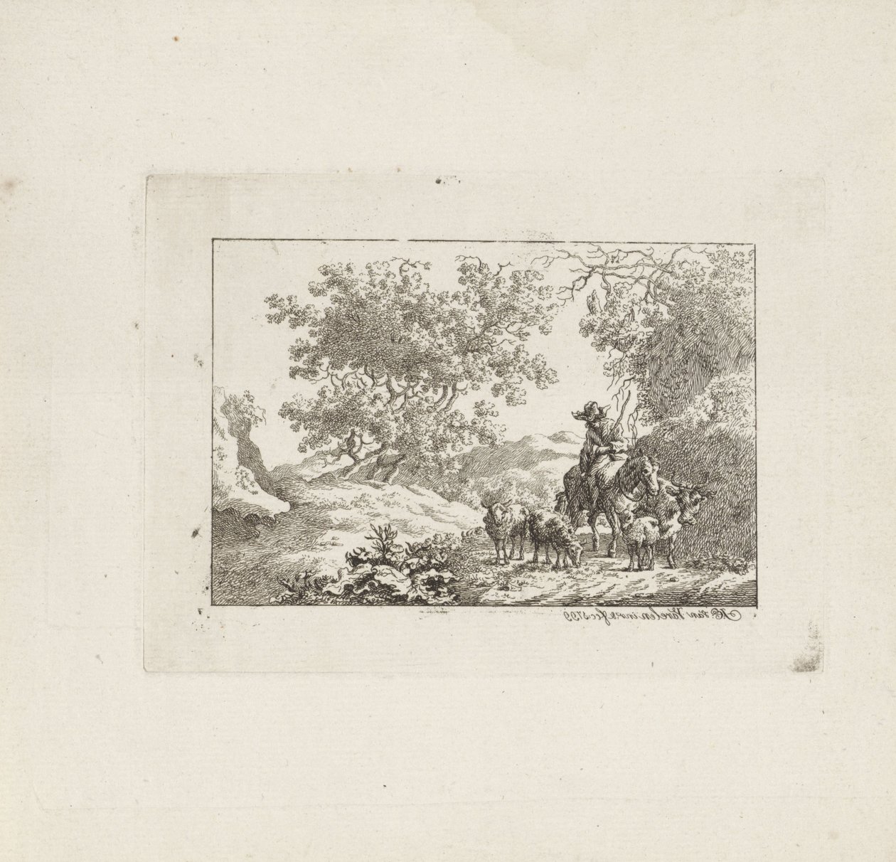 Hirte zu Pferd mit Herde von Jacob Elias van Varelen