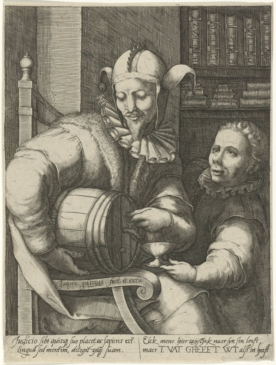 Narr mit Weinfass von Jacob Goltzius (II)